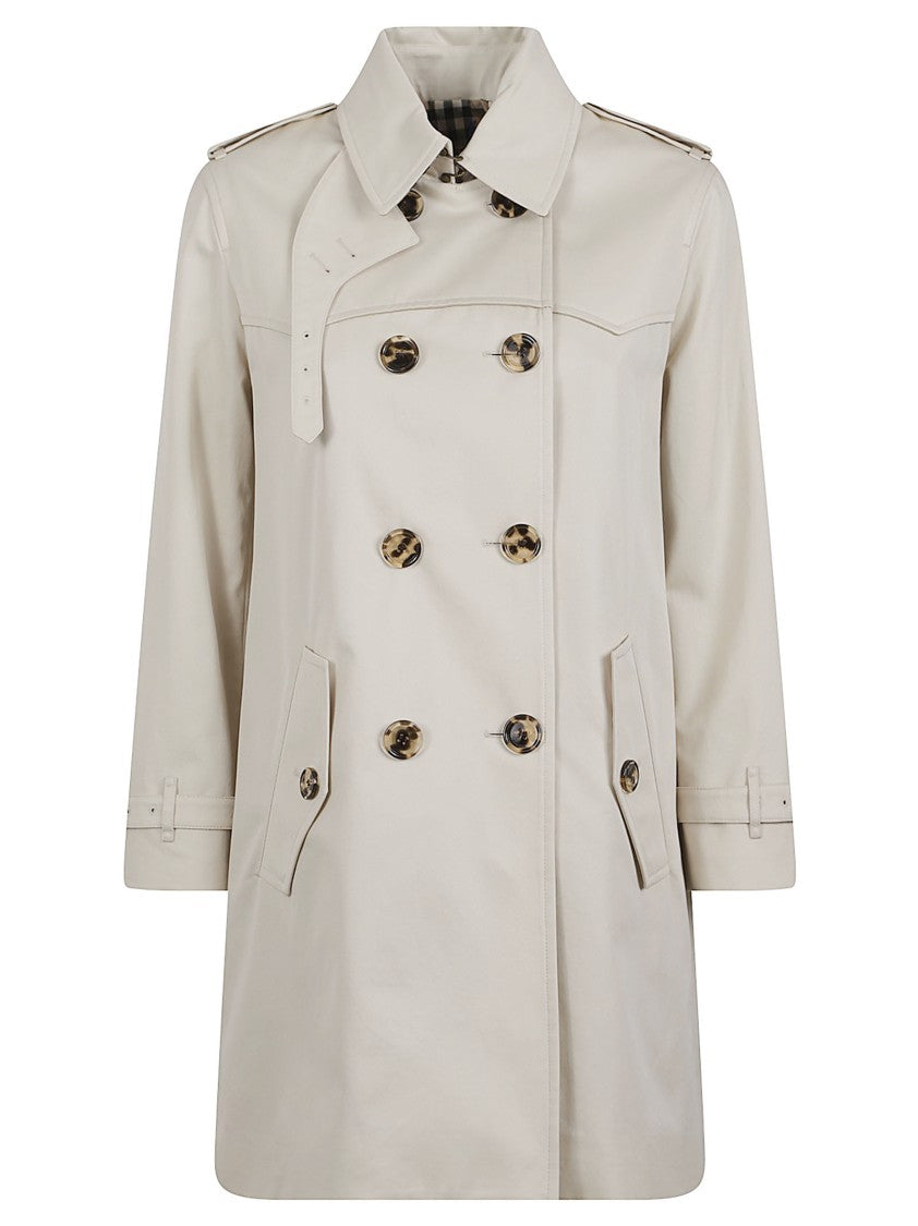 Burberry Double-Breasted Cotton Coat With Tortoiseshell Buttons