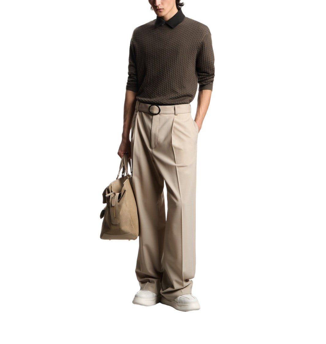 Emporio Armani Textured Knit Pullover With Classic Crewneck Design