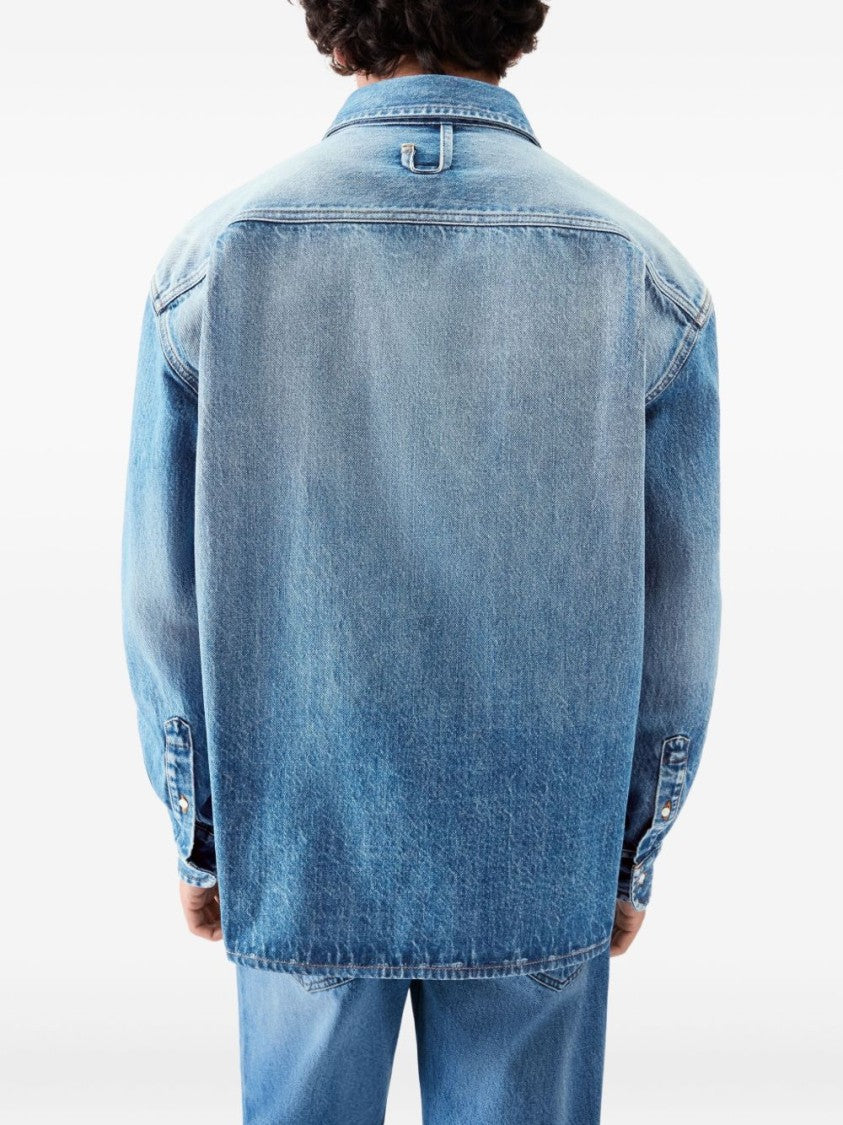 Jacquemus Denim Blue Silk And Nylon Shirt