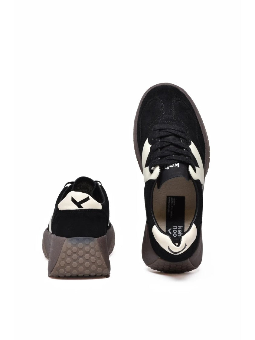 Keh-Noo Black Leather Suede Sneakers