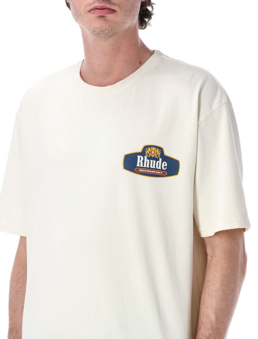 Rhude Racing Crest Short-Sleeve Tee With Logo Accents