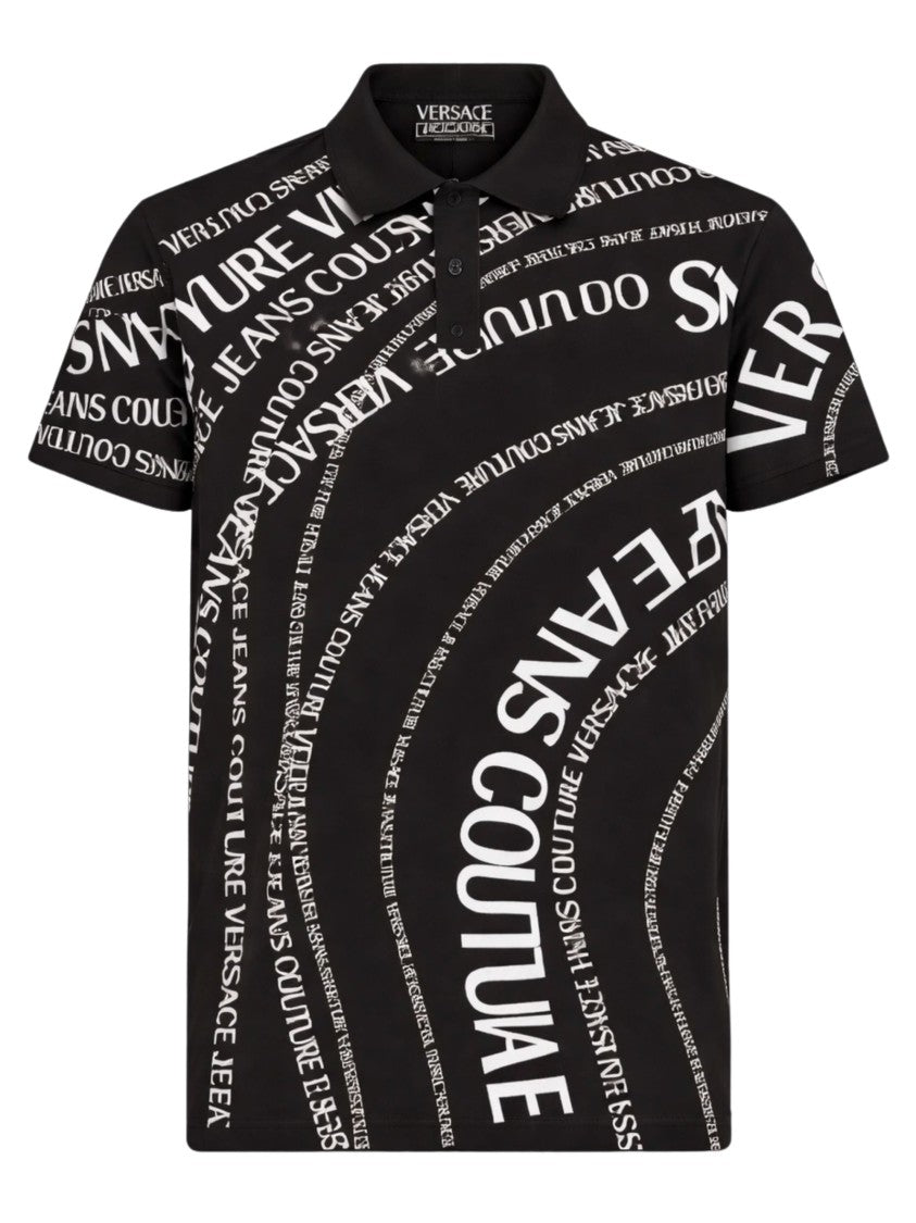 Versace Jeans Couture Black Dynamic Graphic Polo Shirt