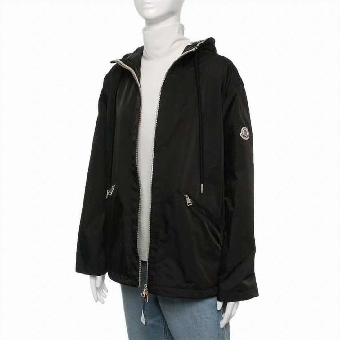 Moncler Hooded Black Jacket With Front Zipper