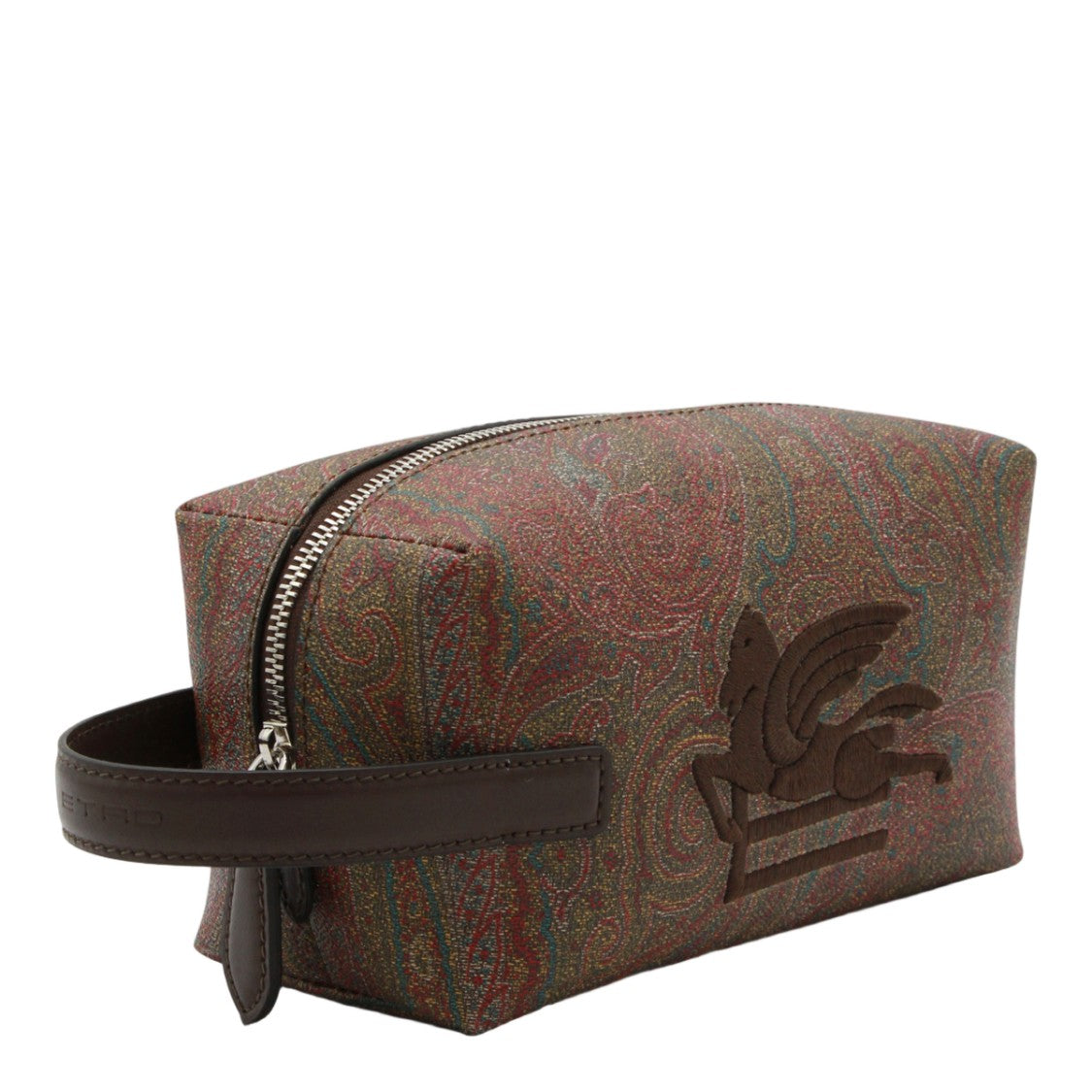 Etro Rectangular Paisley Toiletry Bag With Leather Handle