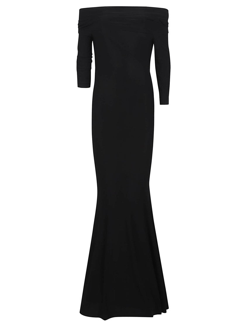 Norma Kamali 3/4 Sleeve Cowl Neck Evening Dress