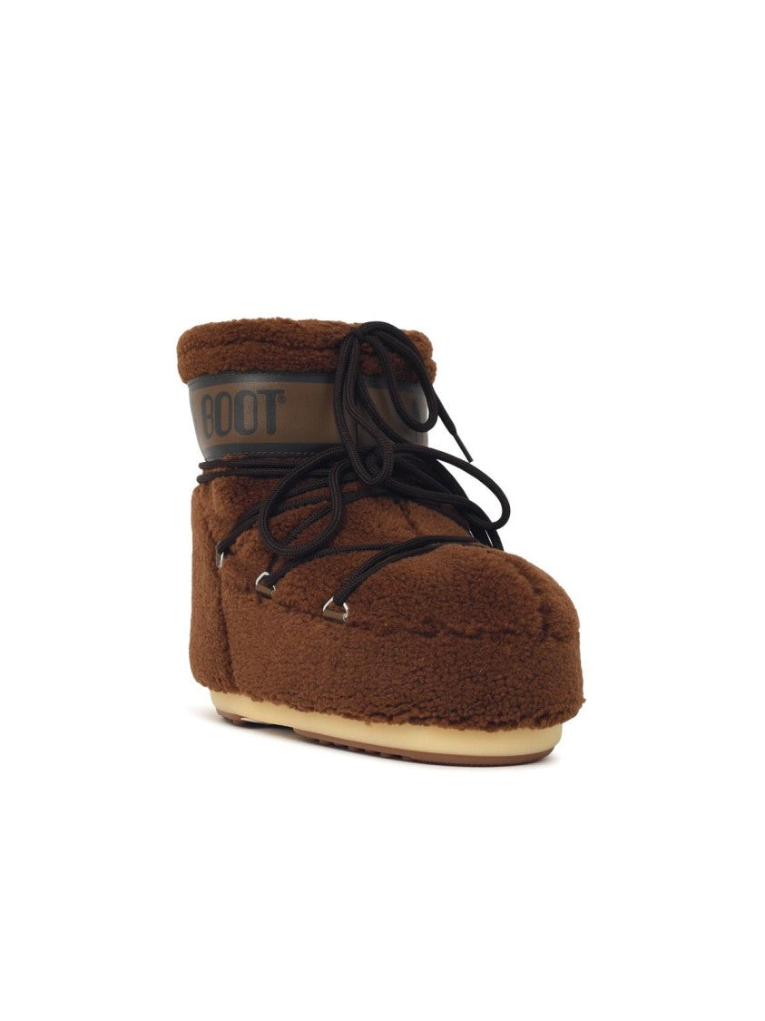 Moon Boot Teddy Fleece Slip-On Boots With Tubular Laces