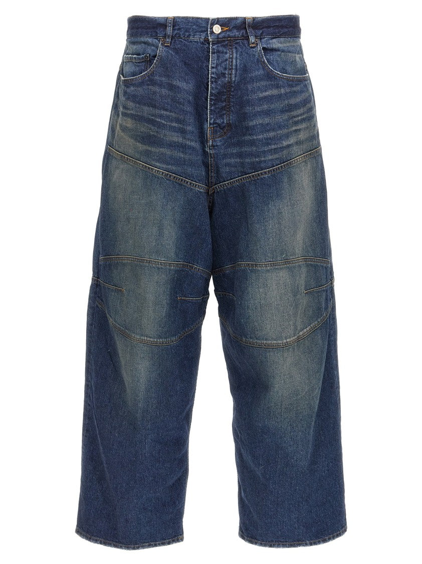 Balenciaga Delavé Finish Wide-Leg Denim Jeans