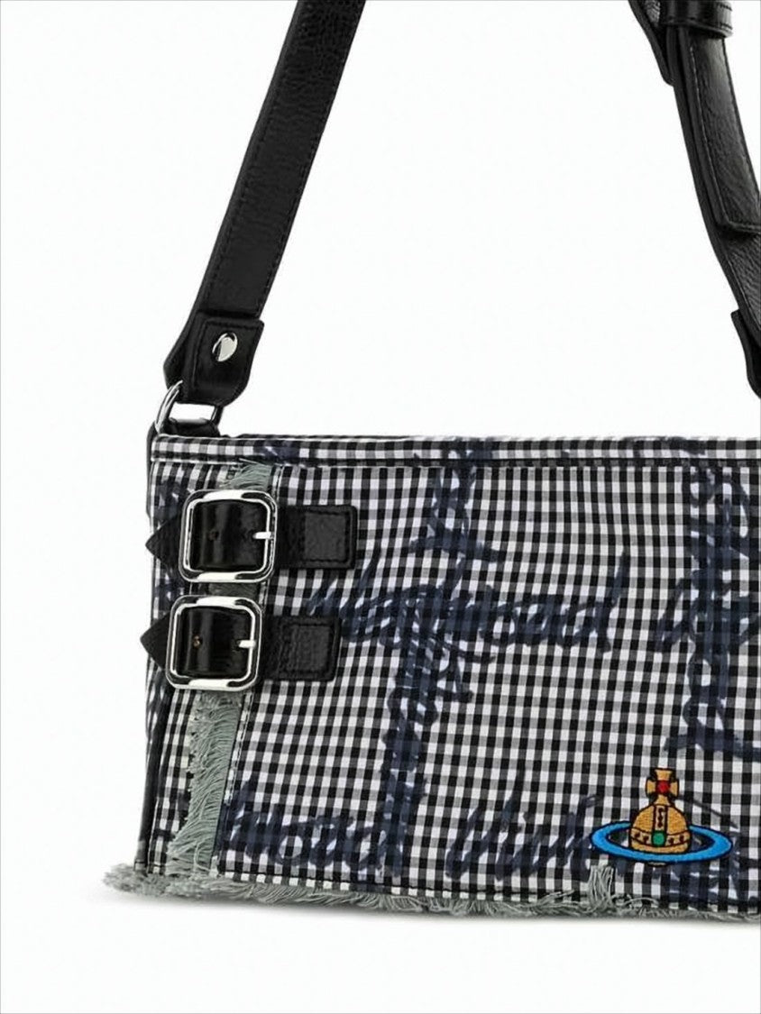 Vivienne Westwood Gingham Pattern Shoulder Bag With Leather Accents