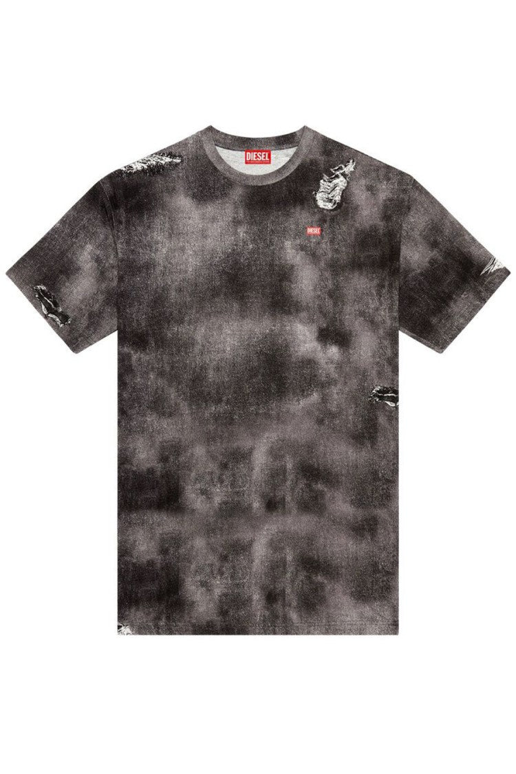 Diesel Mottled Black And Grey Distressed T-Shirt
