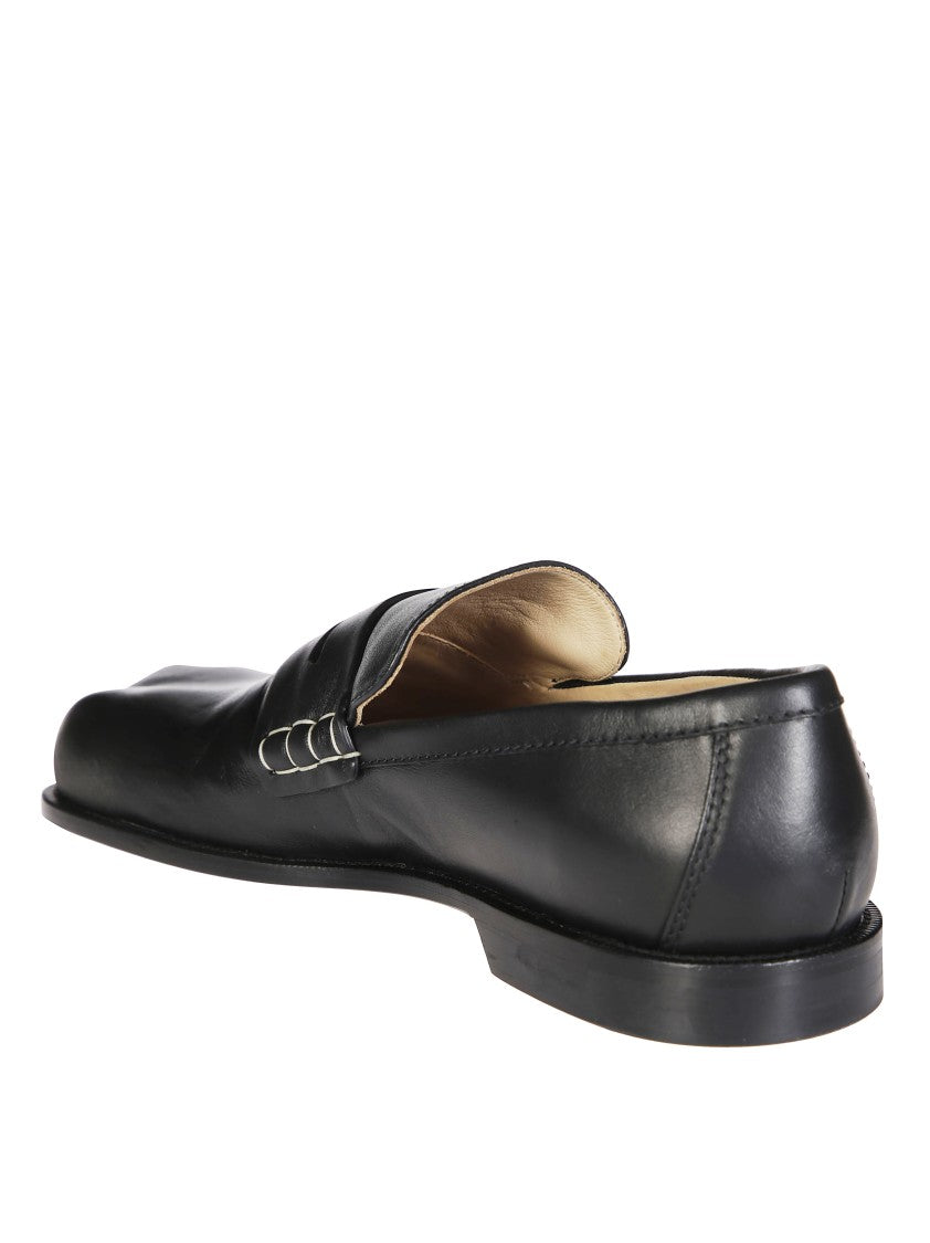 J. W. Anderson Polished Black Leather Moccasin With Silver Accents