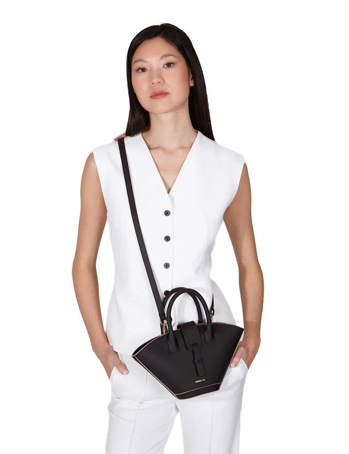 Paris64 Mini Tote-Inspired Black Leather Handbag
