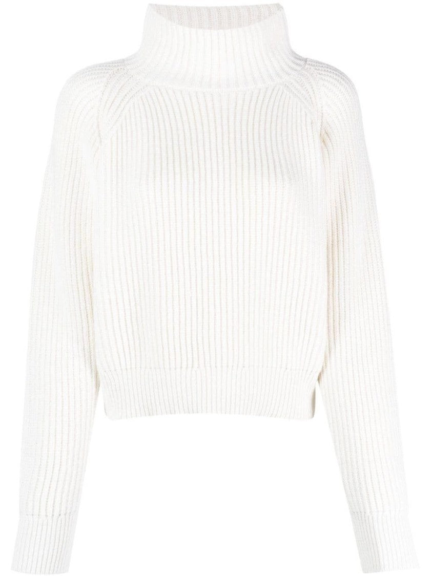 Lorena Antoniazzi Ribbed Knit Turtleneck Sweater In White