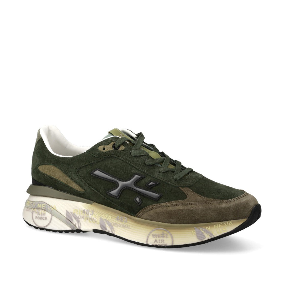 Premiata Olive Green Suede Moerun Sneakers With Cushioned Sole