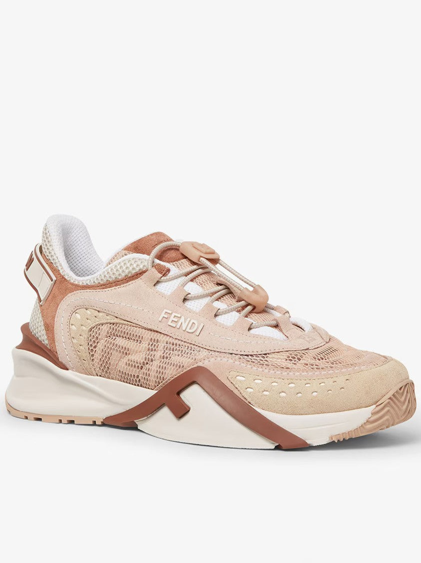 Fendi Flow Low-Profile Mesh Suede Toggle Sneakers