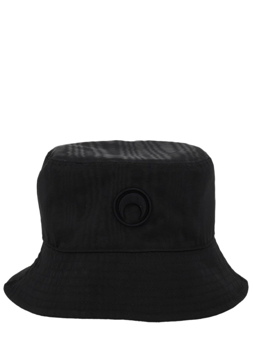 Marine Serre Black Hats Curved Sloping Brim Polyester Hat