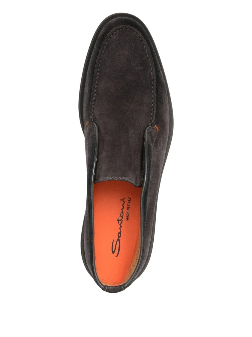 Santoni Dragon Moccasin Suede Loafers