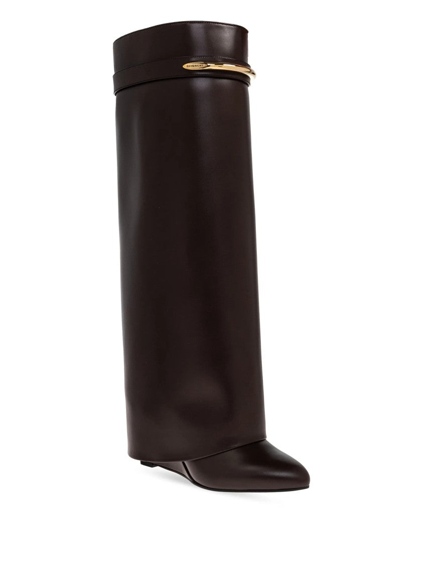 Givenchy Rich Brown Shark Pinch Calf Leather High Boots