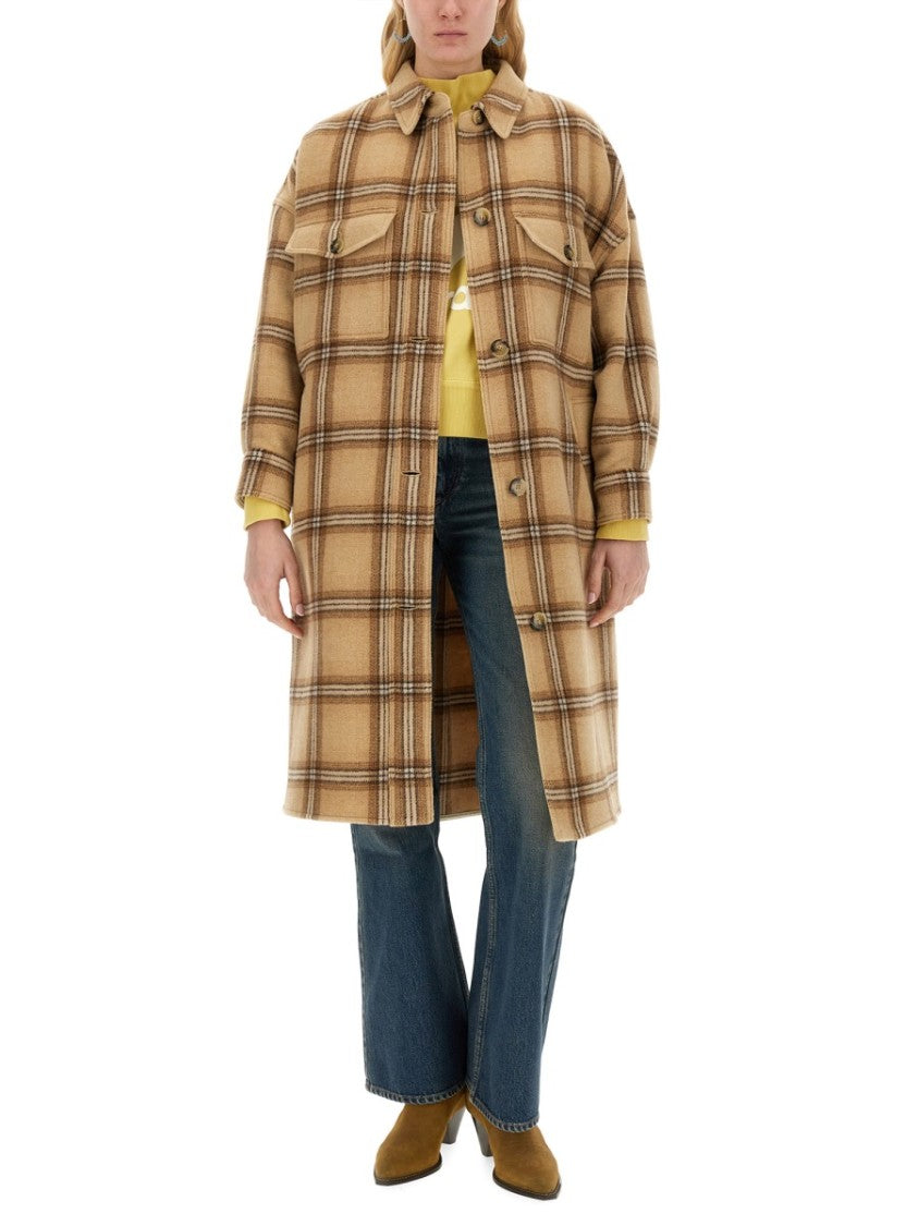 Isabel Marant Classic Plaid Oversized Coat With Soft Texture
