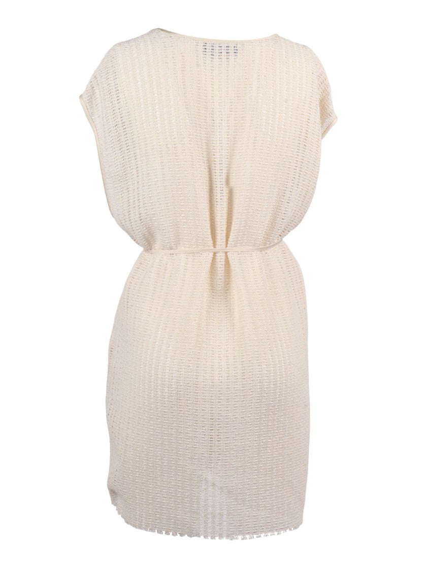 Peserico Open Knit Belted V Neck Jacket