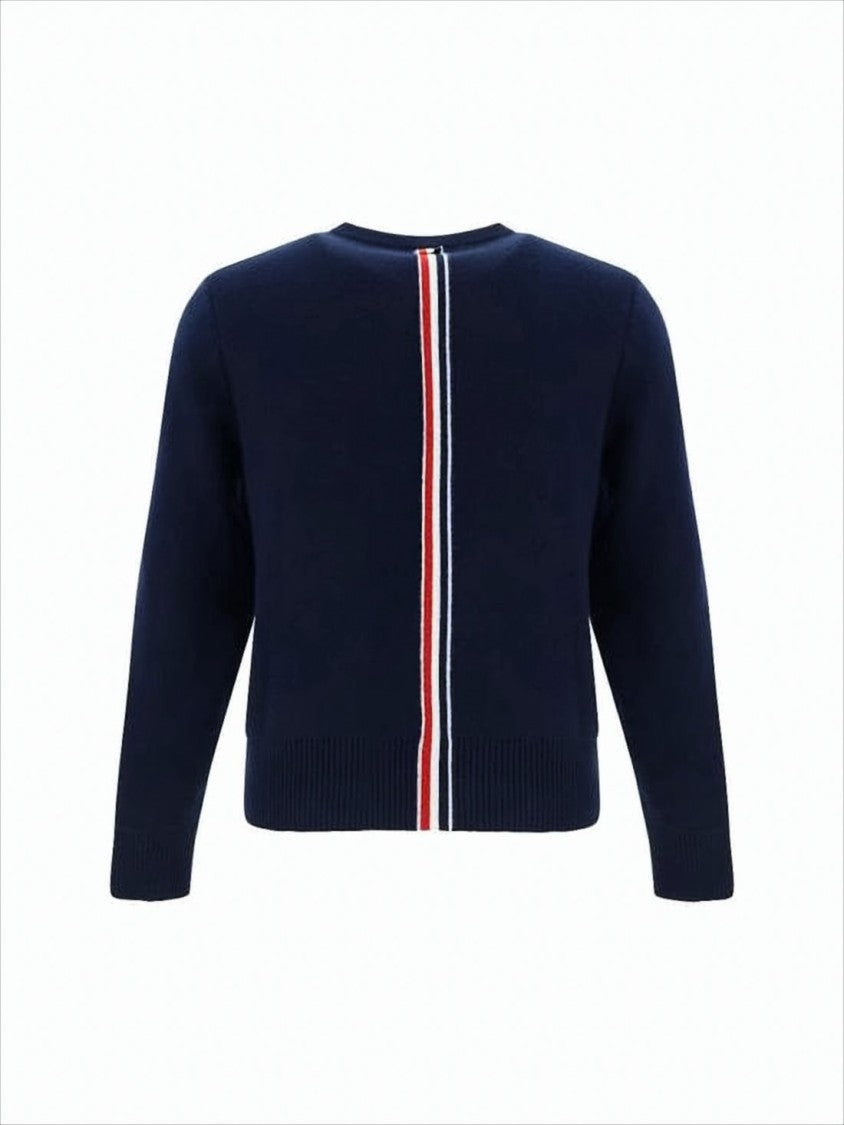 Thom Browne Crew Neck Sweater With Vertical Stripe Detail
