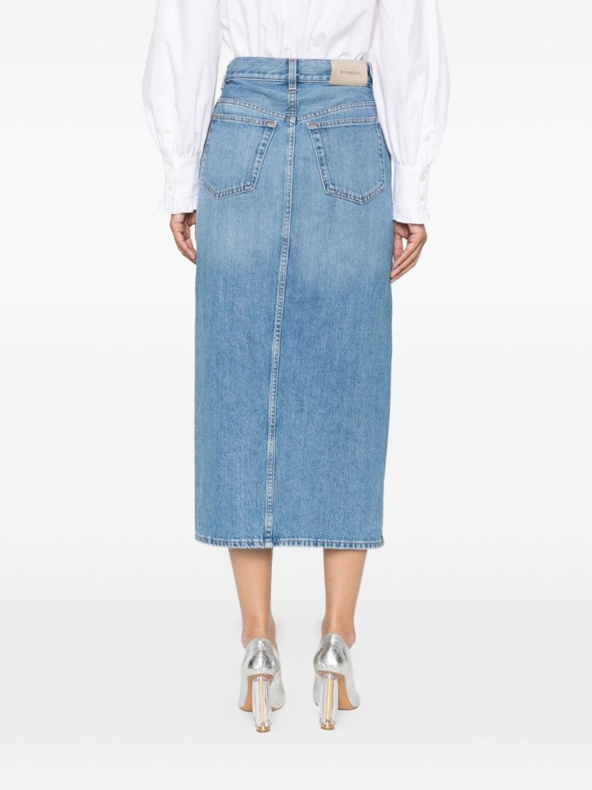 Givenchy Medium Blue Denim Side Split Skirt