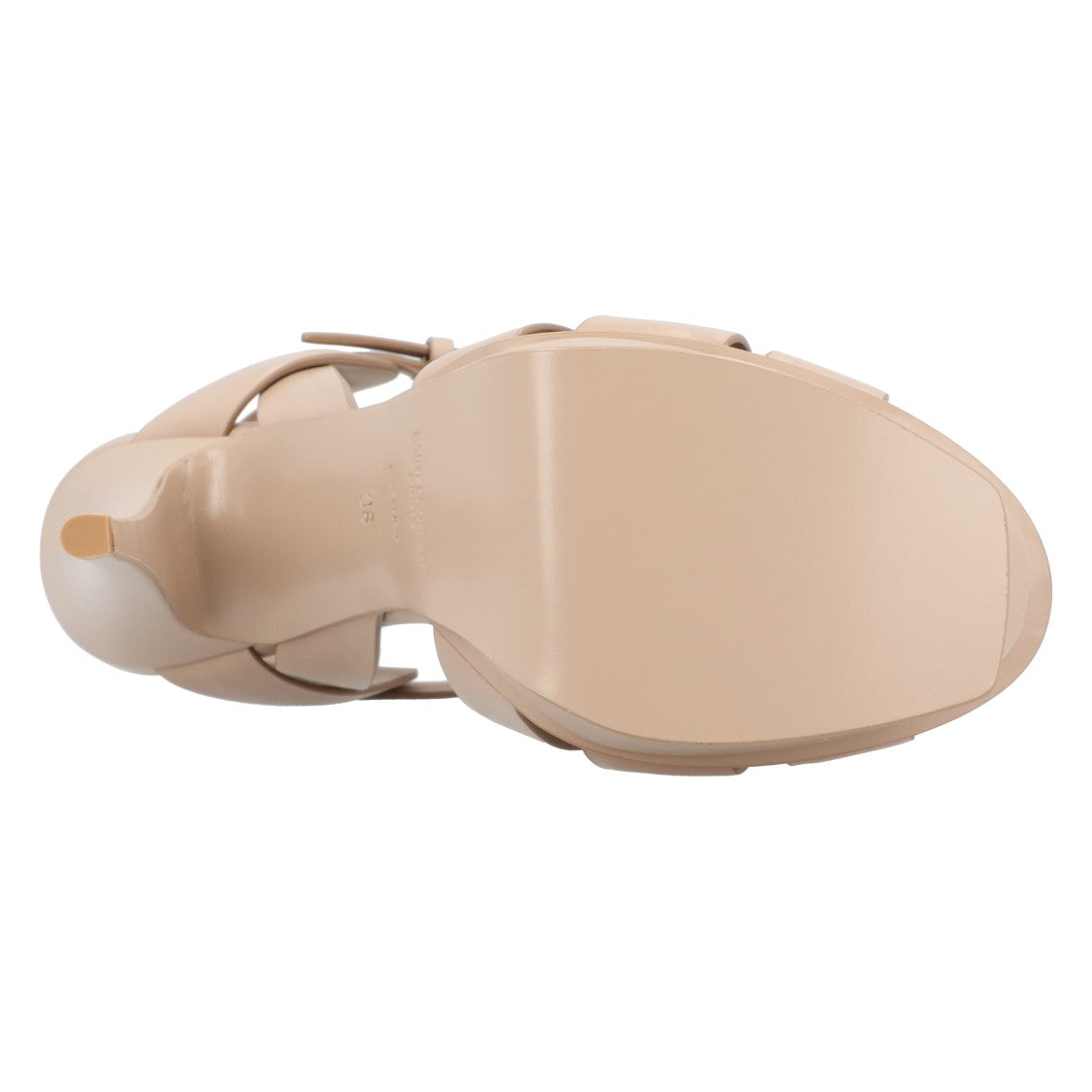 Saint Laurent Tribute Platform Sandals In Smooth Leather Beige