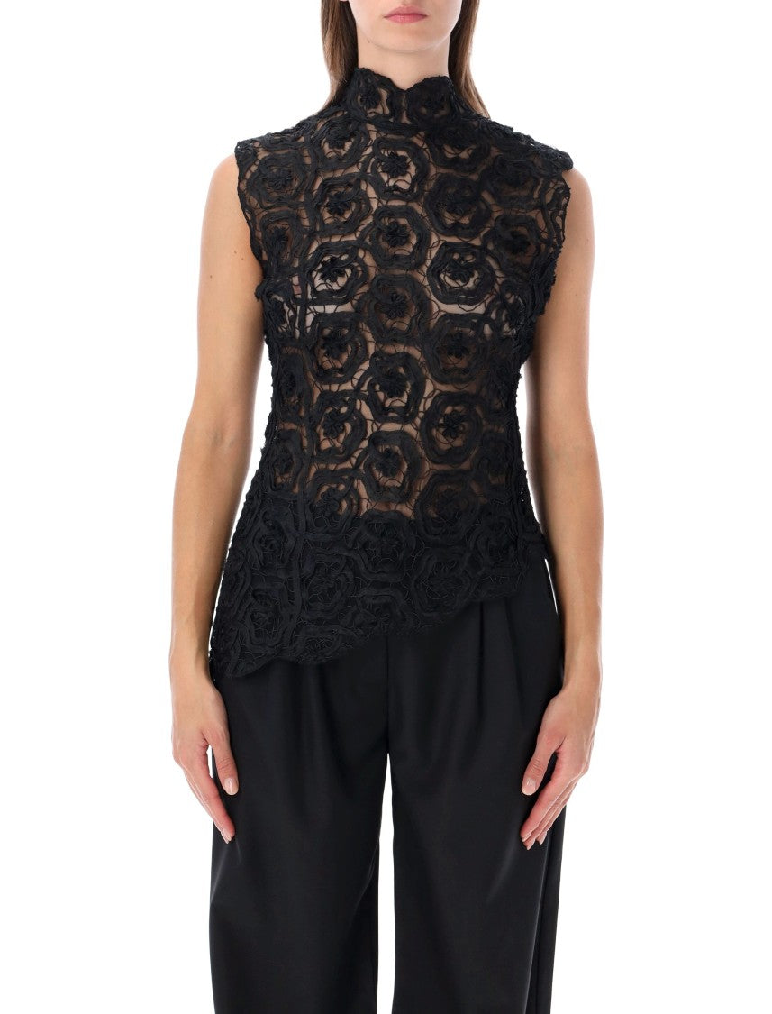 Operasport Donatella Scalloped Floral Lace Top