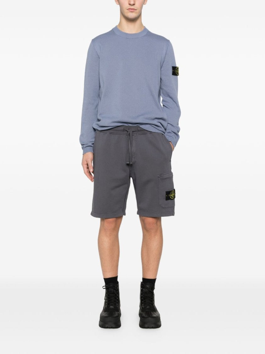 Stone Island Grey Bermudas With Adjustable Drawstring Waist