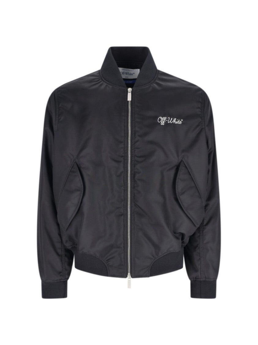 Off-White Black Jacket With Modern Silhouette And Zipper Closure