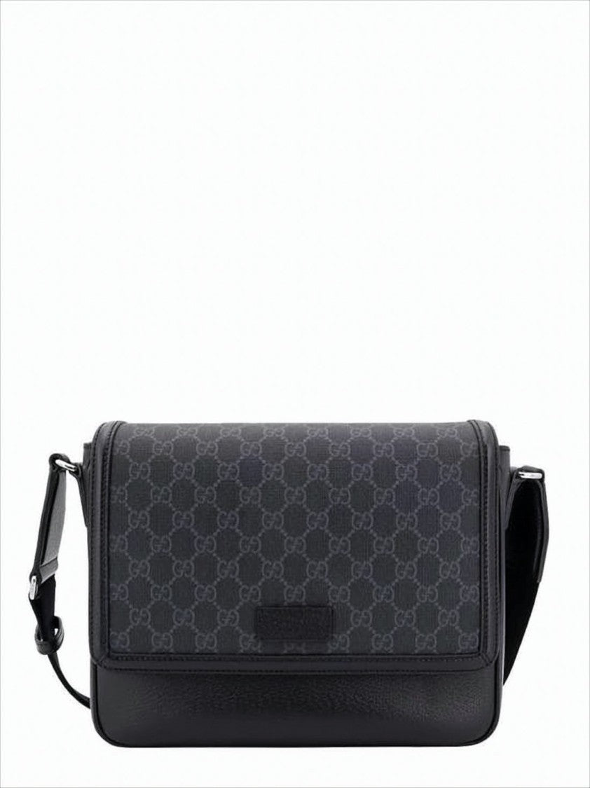 Gucci Structured Monogram Canvas Crossbody With Leather Accents