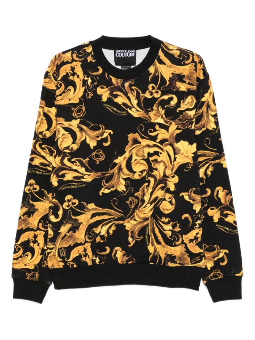 Versace Jeans Couture Black Blue Ornate Print Sweatshirt
