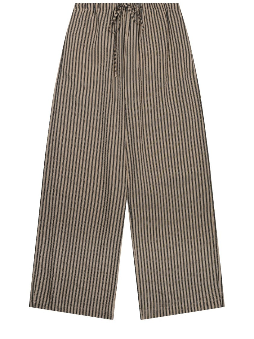 Alysi Neutrals Vertical Stripe Wide-Leg Pants