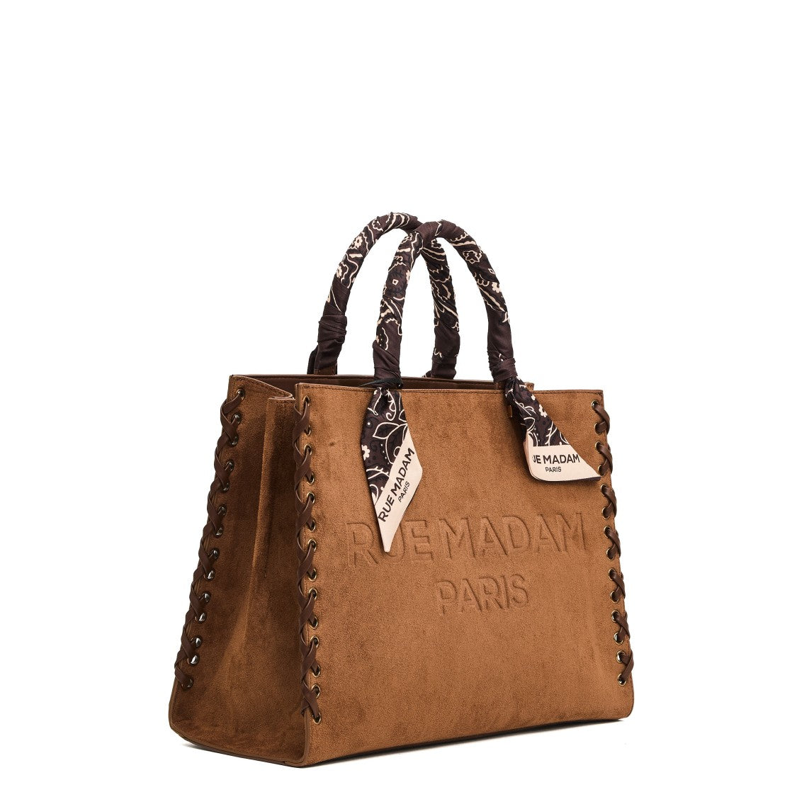 Rue Madame Tote Suede Cognac Con Bandana