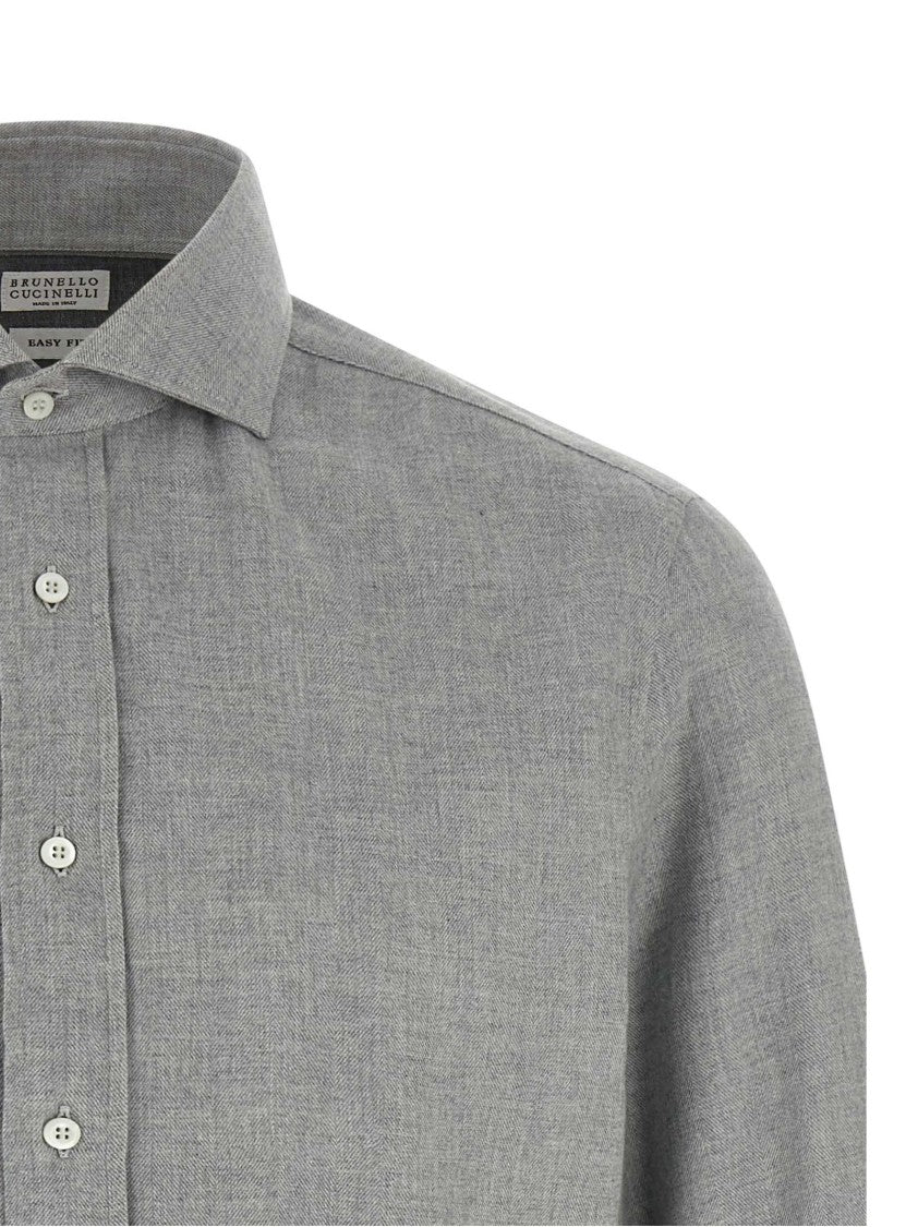 Brunello Cucinelli Cotton Blend Shirt With Classic Collar And Timeless Design