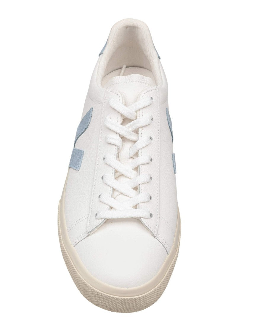 Veja Campo Chromefree Leather Shoes, White/Light Blue