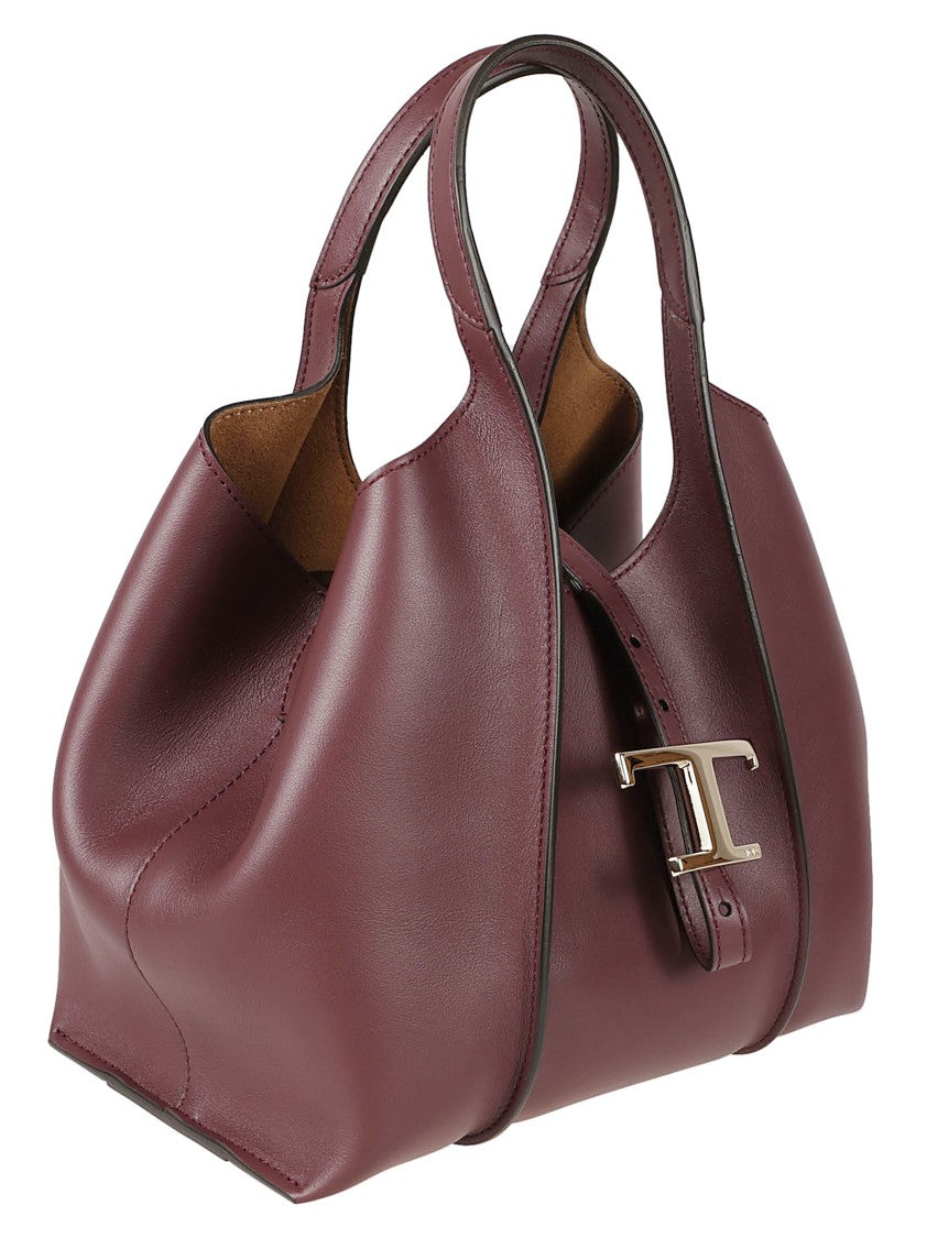 Tod's Structured Handbag With Metallic T-Shaped Buckle And Flared Sides