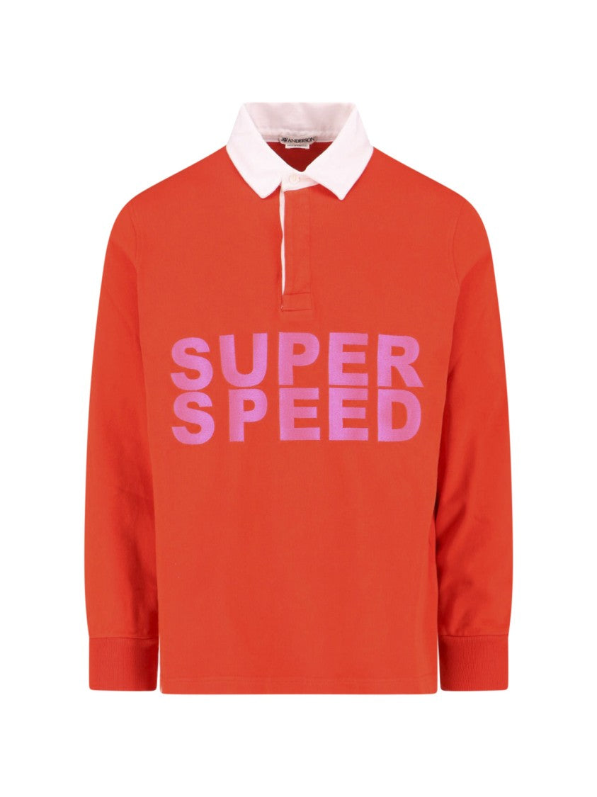 J. W. Anderson Red Super Speed Print Rugby Shirt