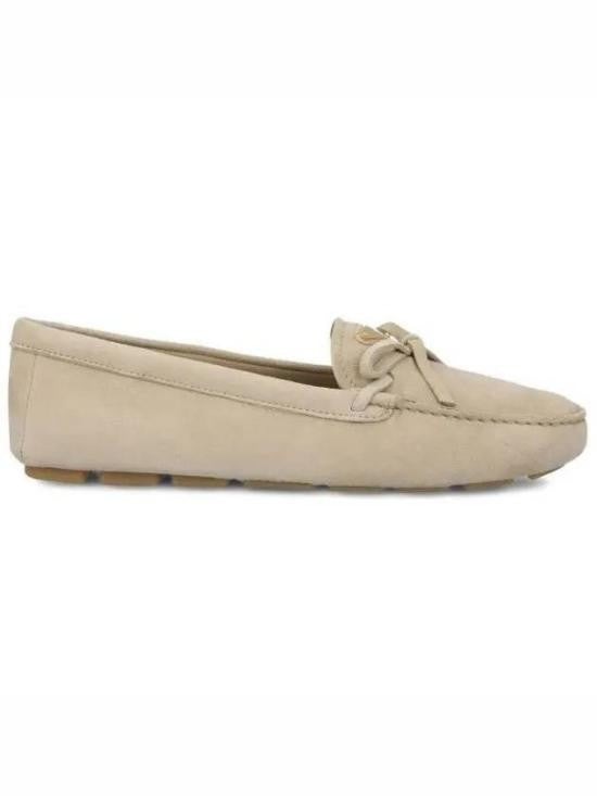 Prada Elegant Suede And Goat Leather Loafers With Bow Detail