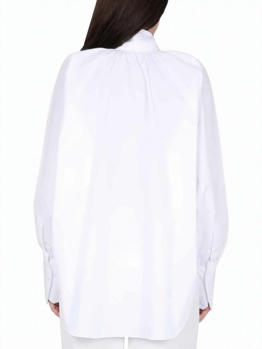 Patou Voluminous White Cotton Shirt With Puffed Shoulders
