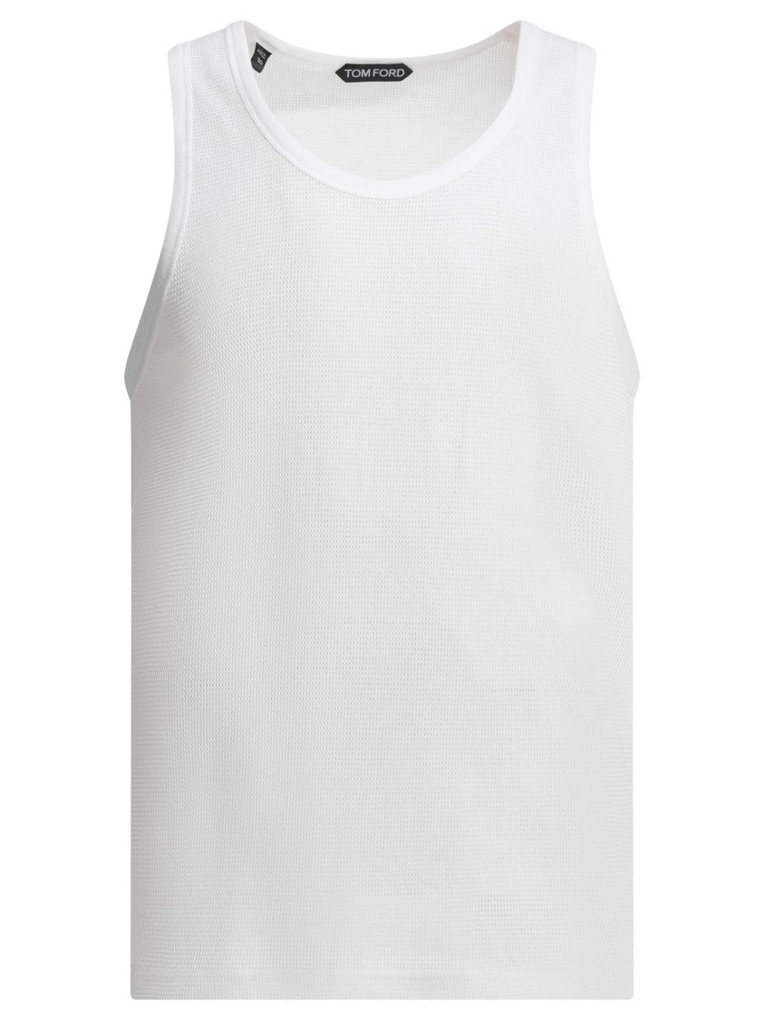 Tom Ford Textured Cotton Sleeveless Top With Round Neckline