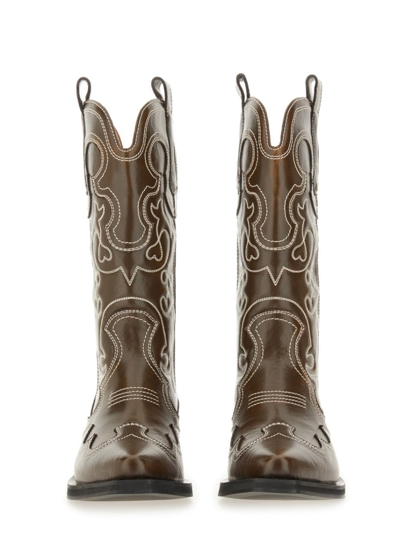 Ganni Embroidered "Western" Boot