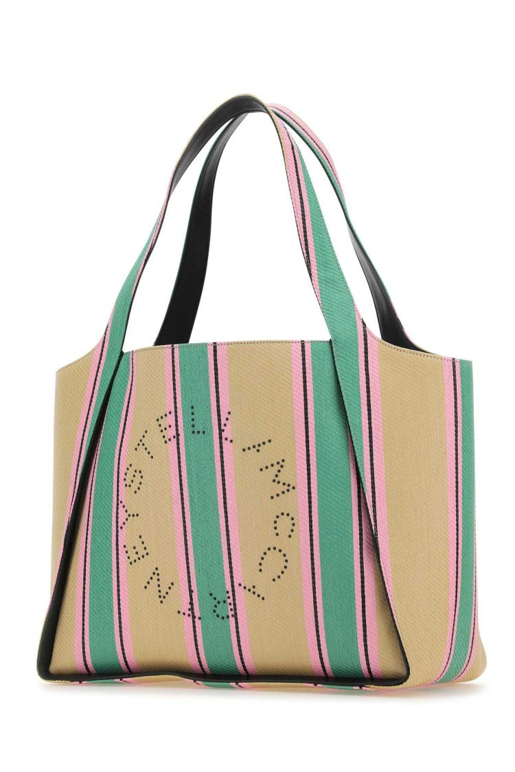 Stella Mccartney Embroidered Raffia Logo Shopping Bag