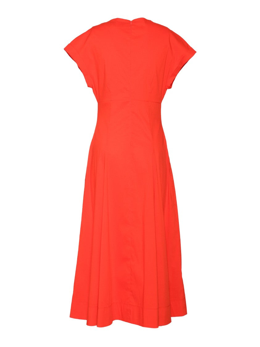 Clips Fitted Midi Dress With Flowing Skirt