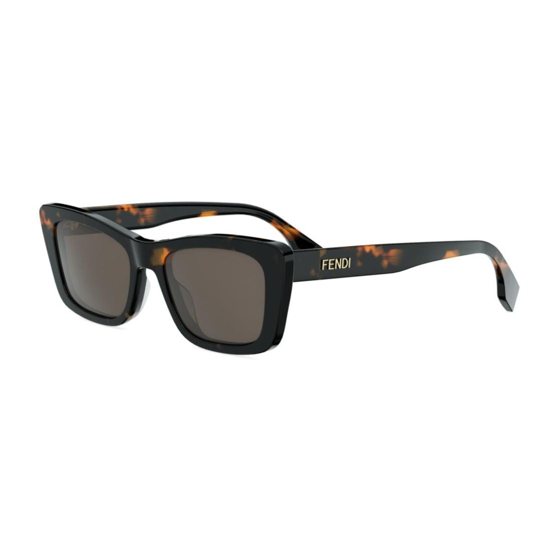 Fendi Fe40185i Rectangular Tortoiseshell Patterned Sunglasses