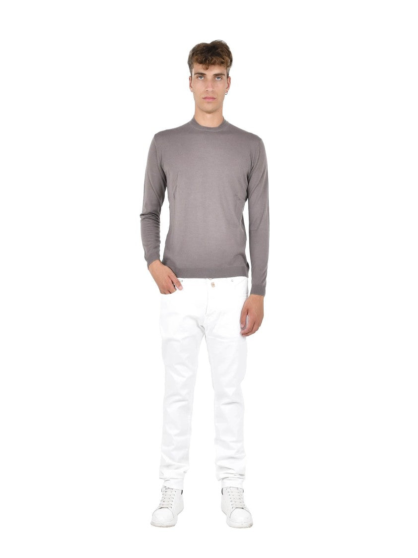 Low Brand Cocoa Crewneck Sweater With Ribbed Trims
