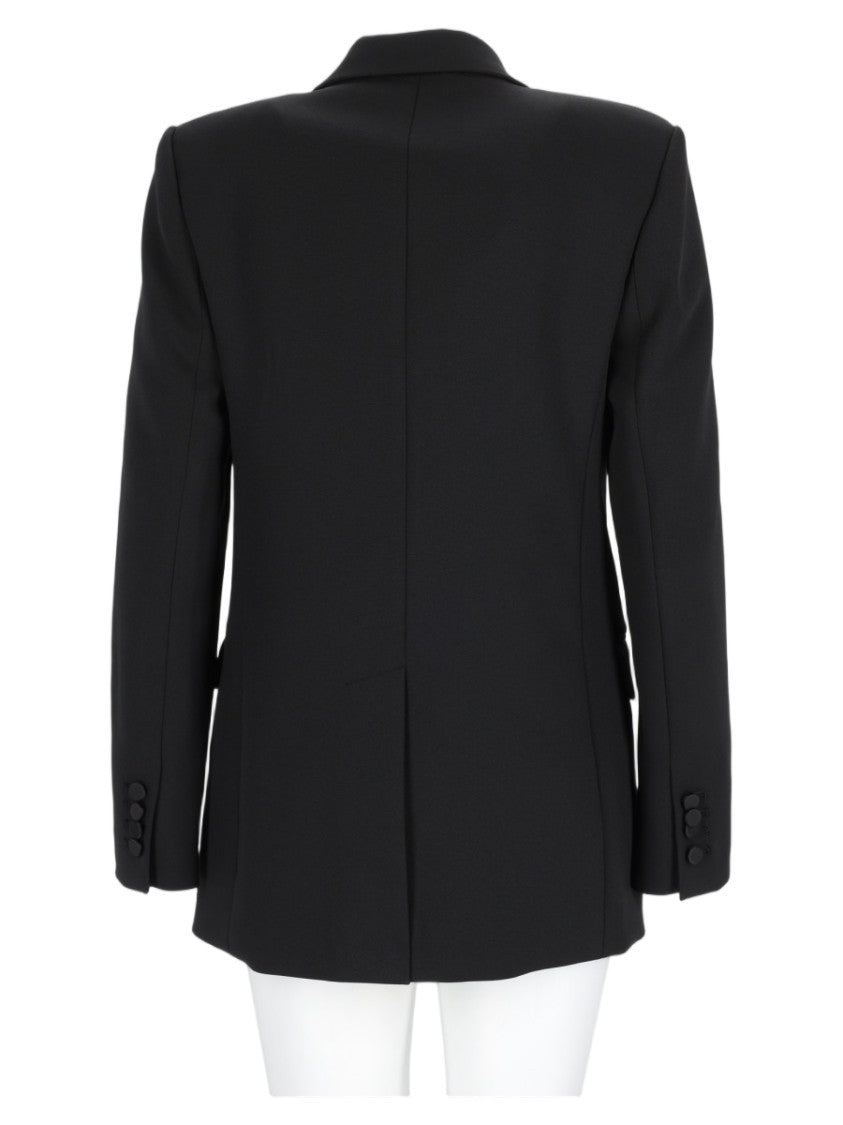 Michael Michael Kors Black Feather Double-Breasted Tailored Blazer