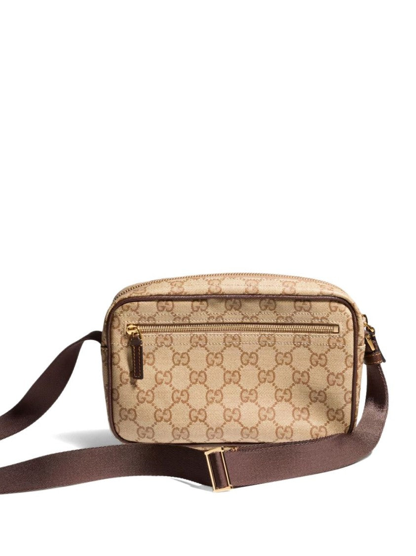 Gucci Monogram Web Stripe Rectangular Crossbody Wallet