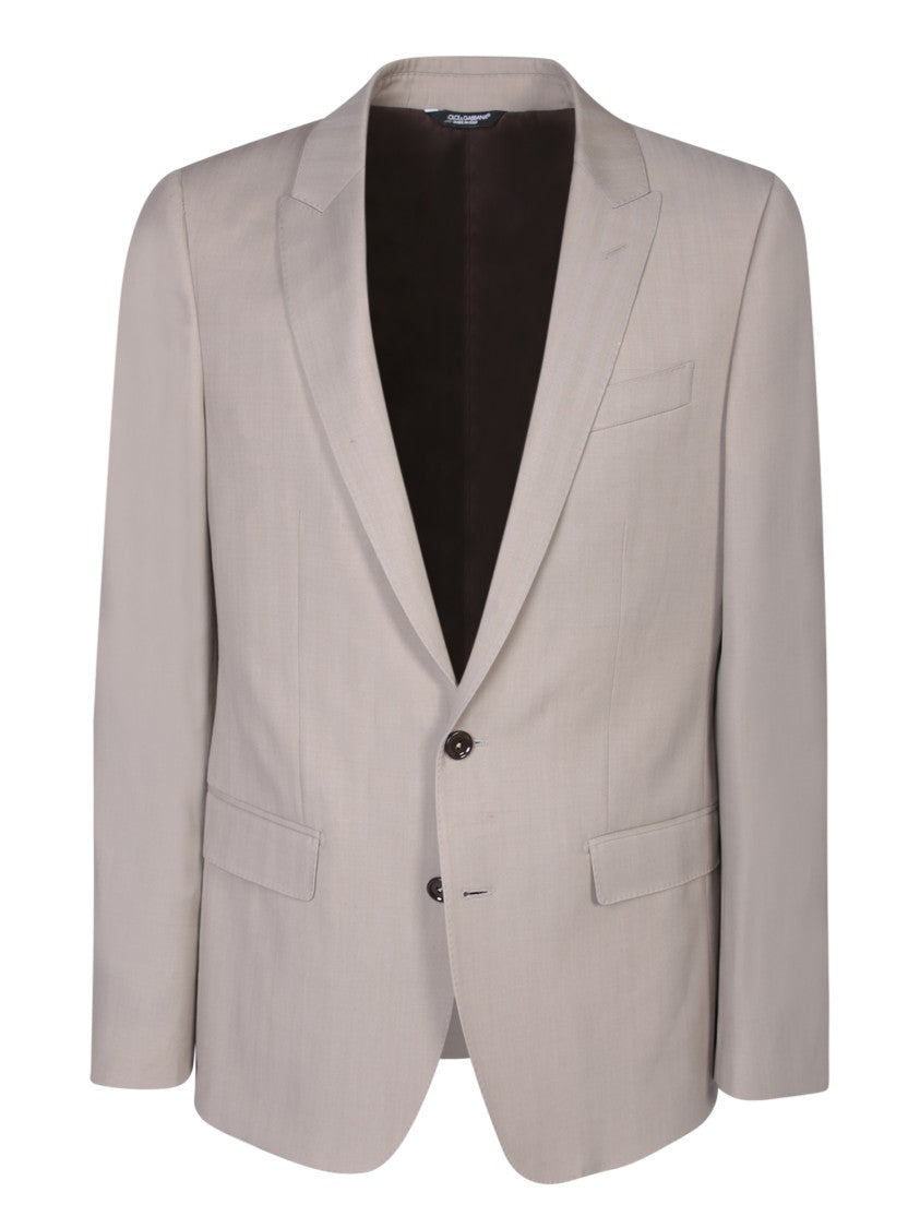 Dolce & Gabbana Beige Pinstripe Single-Breasted Suit