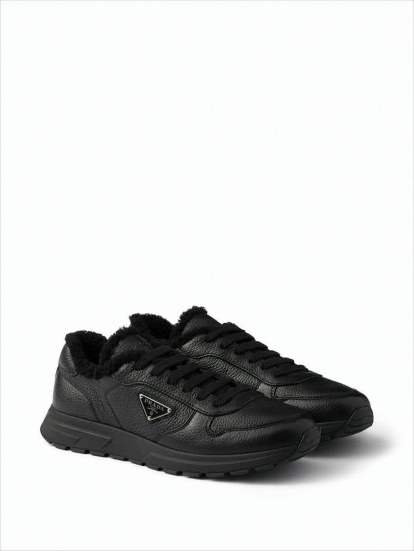 Prada Textured Cowhide Leather Sneakers