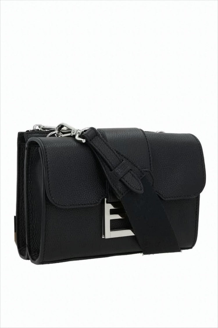 Fendi Textured Calf Leather Clutch With Metallic Logo Buckle